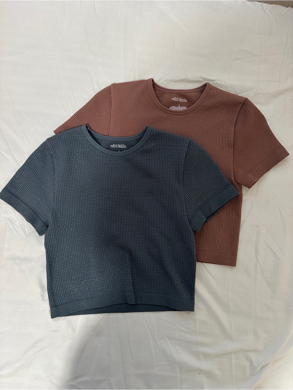 Wild Fable Dark Muddy Red and Blue Ribbed Crop Top